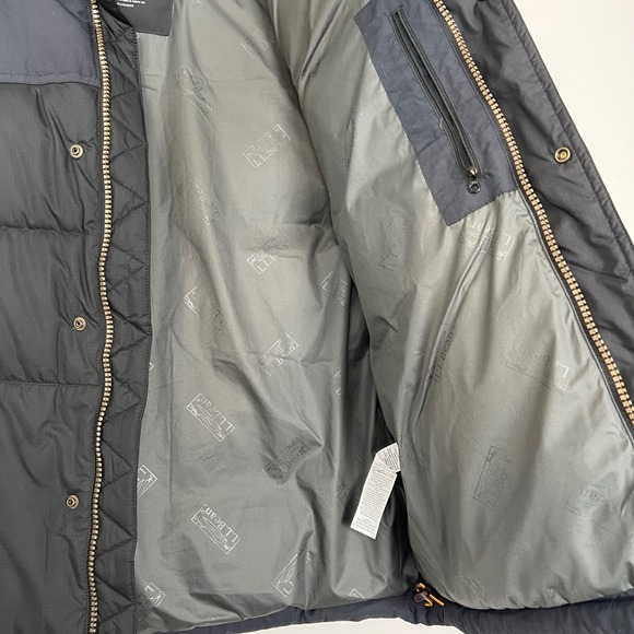 LL Bean Men's M DownTek Pertex Quantum Classic Down Vest Black Gray Puffer - Picture 9 of 13